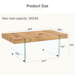 ZUN 43.3"x23.6" Wood colored texture sticker MDF Coffee Table with Tempered glass legs.Suitable for 15346484