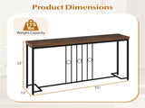 Industrial Sofa Table with Rustic Wood Top, 55" Narrow Console Table 175 LBS Capacity 79220654
