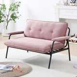 The 53-inch pink sofa offers a spacious layout in the small apartment, easily handling various W3371P309474