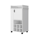 Allandale 1-Door Bar Cart with Wine Rack and Casters White B062111720