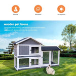 ZUN Rabbit Hutch, Indoor Bunny Cage, Outdoor Rabbit Cages with Run, Pet House with Deeper No Leak Tray, 91396807