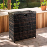 Outdoor Large Wicker Trash Bins, 72 Gallon Hideaway Rattan Trash Cans with Dual Lids for Porch 77993907