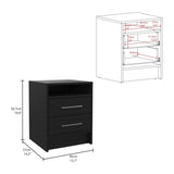 Eter Nightstand , End Table, Side Table Superior Top, Two Drawers -Black B20091863