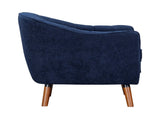 Mid-Century Modern Accent Chair 1pc Blue Chenille Fabric Upholstered Channel Stitched Back Brown B011P182507