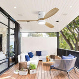 (Same as W882P244711) 52 Inch Flush Mount Ceiling Fan DC 3 Solid Wood Fan Blade Noiseless Reversible W882P322244