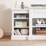 Media Console Table with Large Storage Cabinet, Modern TV Media Entertaionment Stand, White, W1758P252336