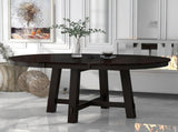 Farmhouse Round Extendable Dining Table with 16" Leaf Wood Kitchen Table 39854216