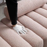 53.2" Width Modern End of Bed Sherpa Fabric Upholstered 2 Seater Sofa Couch Entryway Ottoman W111771366