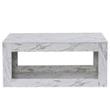 ZUN Modern Coffee Table with LED Light, Faux Marble High Glossy Coffee End Table with Open Storage for 04965894