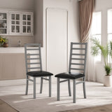 ZUN Metal Dining Chairs Set of 2, Steel Legs and PU Leather Seats, High Back Armless Dining Chairs, for W757P232712