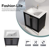 28 Inch Freestanding Bathroom Vanity Plywood With Ceramic Sink, Soft Closing Door W999139423
