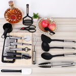 ZUN 23Pcs Kitchen Utensil Set Stainless Steel Nylon Heat Resistant Cooking Utensil Tool Kit w/ Grater 46903287