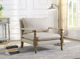 Beige Wooden Accent Chair with Turned Legs B062P145436