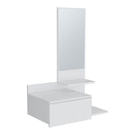 ZUN Vienna 23.6" Wide 3-Tier Shelf Floating Mirror Console Table, Full Extension Drawer White B070P242498