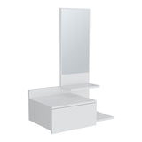 ZUN Vienna 23.6" Wide 3-Tier Shelf Floating Mirror Console Table, Full Extension Drawer White B200P240257