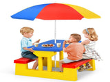 Children Outdoor Picnic Set with Foldable UV Protection Umbrella, Lightweight PP Kids Activity 05536010