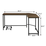 ZUN Oak and Black L-shape Computer Desk B062P184562