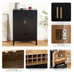 ZUN Lockers,side cabinets,Wine Bar Cabinet,Liquor Storage Credenza,Sideboard with Wine Racks & Stemware W679P151545