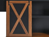 55.5" Farmhouse Kitchen Island with Drop Leaf, Kitchen Storage Island with Barn Door, Power Outlet, 41076363