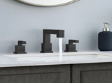 Matte Black Widespread Bathroom Faucet, Waterfall Bathroom Faucets for Sink 3 Hole, 2-Handles Modern T3177P277508