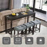 ZUN 4 Piece Bar Table Set with Power Outlet,Bar Table Set with Chairs,Sofa Bar Table with Stools,Behind 75216045