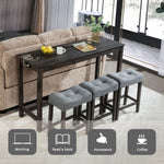 ZUN 4 Piece Bar Table Set with Power Outlet,Bar Table Set with Chairs,Sofa Bar Table with Stools,Behind W1998P193827