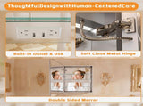 Bathroom LED Lighted Medicine Cabinet with Storage, 24" W x 30" H, Wall Mounted or Recessed, W5609P461277