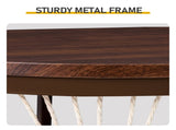2-Tier Oval Coffee Table, 37.8" x 19.7" x 18.1", Melamine MDF & Iron Frame, Rattan Shelf, Walnut 26028317