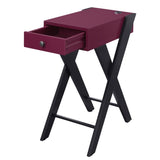 Burgundy and Black Side Table with USB Ports B062P185647