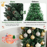 6FT Green Artificial Christmas Tree - 267 Lush Tips, 31 Realistic Pine Cones, Foldable Metal Stand 83189893