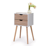 Nightstand with 2 Drawers, Tables with Solid Wood Legs and Storage, End Table, Side Table, W2181P156141