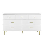 ZUN Seven Drawers Large Chest of Drawer Cabinet with Golden Handle and Golden Legs White Color 69237500