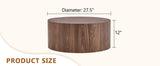 Simple deep walnut cylindrical coffee table, 27.5-inch diameter x 12 inch height,MDF material living W1151P291410