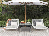 Outdoor Wicker Side Table with Umbrella Hole & Storage Space, Square PE Rattan End Table for Patio 01819860