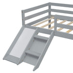 ZUN Twin Low Loft Bed with Slide, Ladder, Safety Guardrails, No Box Spring Needed,Grey W504P145268