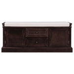 ZUN TREXM Storage Bench with 2 Drawers and 2 Cabinets, Shoe Bench with Removable Cushion for Living WF288172AAP