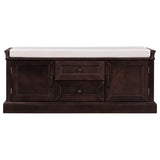 ZUN TREXM Storage Bench with 2 Drawers and 2 Cabinets, Shoe Bench with Removable Cushion for Living WF288172AAP