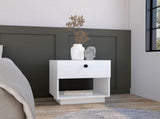 Single Drawer Nightstand 19"H with Open Storage Shelf, White B097133073