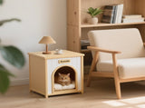 Modern Indoor Wooden Dog House with Removable Cushion Solid Cedar Pet House for Small Dogs & Cats, W3799P382209