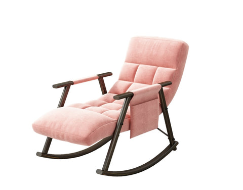 ZUN Casual folding rocking chair upholstered, lounge rocking chair adjustable high back and foot 01854761