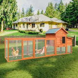 122Large Wooden Chicken Coop,Outdoor Hen House with Nesting Box ,Wire Fence Poultry Cage W773P306854