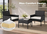 3 Pieces Patio Furniture Set, PE Rattan Wicker Patio Set with Two Outdoor Chairs 62821795