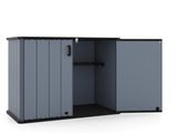 23.5 Cu.ft Outdoor Storage Shed with Lockable Door, PP HDPE Horizontal Garden Tool Cabinet - Gray 97596536