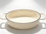 Cast iron 6QT cooking pot - ceramic white - comes with two silicone gloves - Enamel pot 98601897