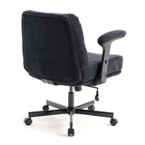 Chair with Wheels and Flip Arms-Comfy Fabric Cross Legged Office Chair with Thick Cushion&Wide Seat, 15752101