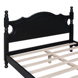 Full Size Wood Platform Bed Frame,Retro Style Platform Bed with Wooden Slat Support,Black WF310129AAB
