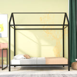 House Bed Frame Twin Size , Kids Bed Frame Metal Platform Bed Floor Bed for Kids Boys Girls No Box WF286771AAB