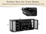 U-Style 58.3" Modern Buffet Sideboard with 4 Doors & 2 Drawers, Adjustable Shelves, Power Outlet, N711P437648B