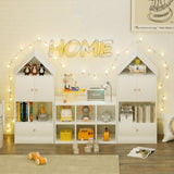 Versatile Children's Bookshelf with House-Shaped Design, Multi-Functional Storage for Books and W2699P197526