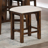 Set of 2pcs Counter Height Stools Dining Room Furniture Rustic Oak / Beige Fabric Cushion w/ Welt B011111840